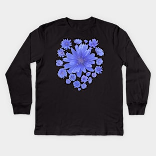 Blue Chicory Flowers: A Floral Arrangement Kids Long Sleeve T-Shirt